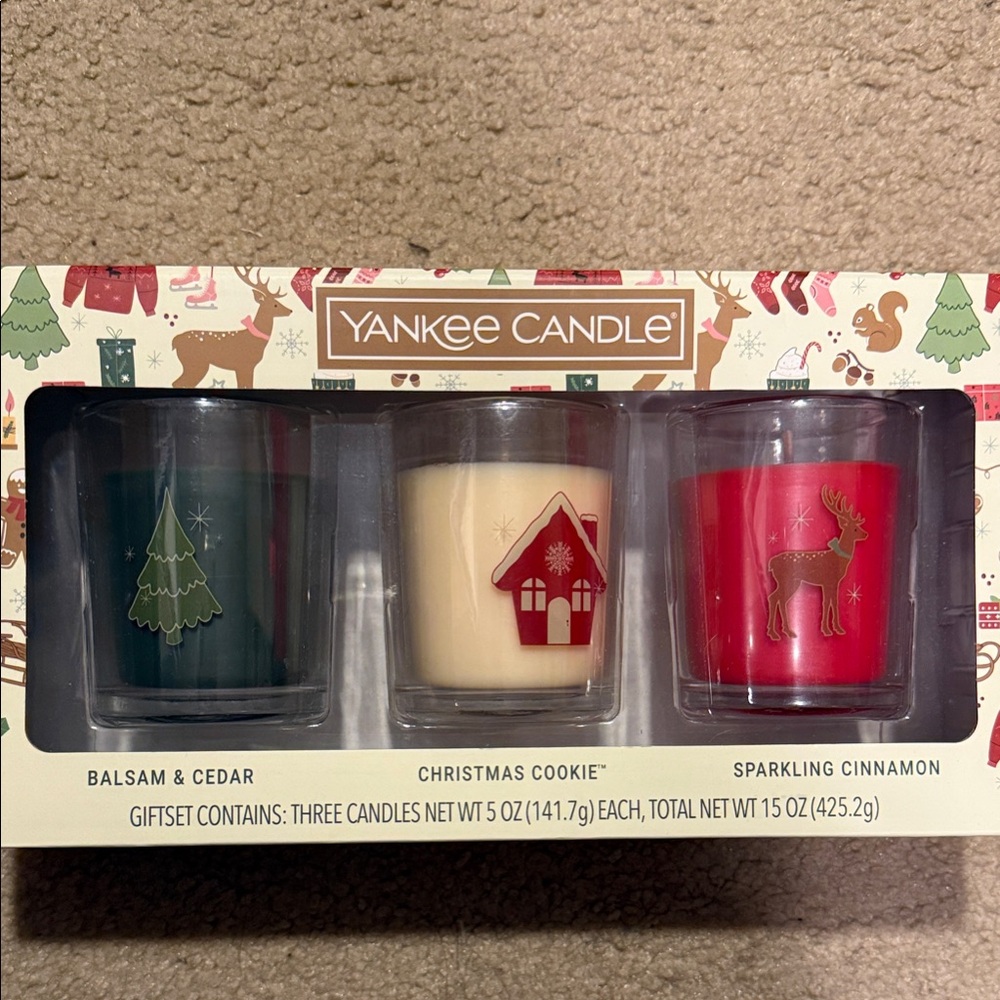 Yankee Candle Festive Trio Set - Green, Cream, Red